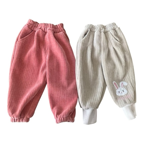 Baby Corduroy Pants Set - Pink and Cream cute bunny and bear Size 6m  TAIPI BEAR - Picture 3 of 10